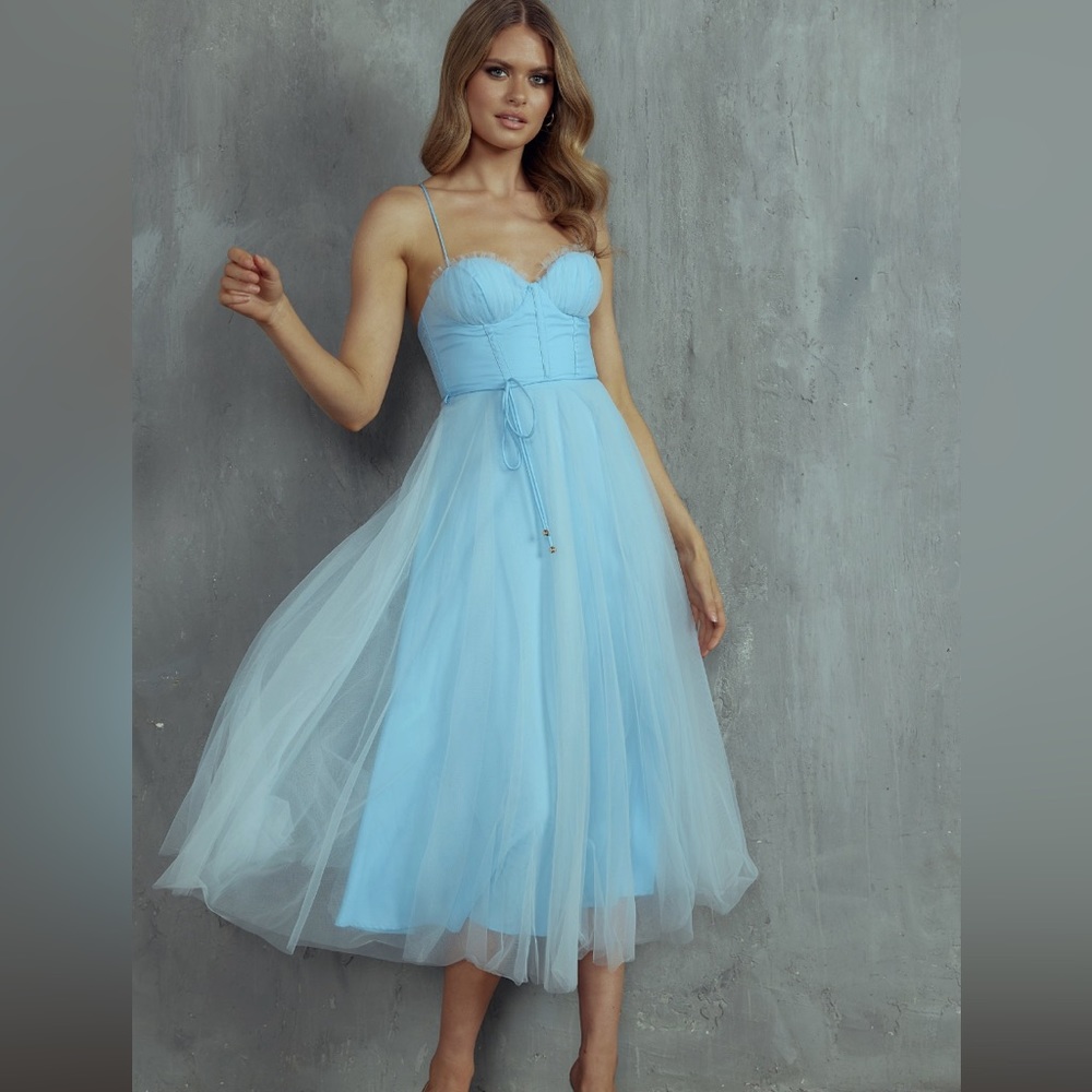Blue chiffon corset dress